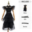 Wednesday Addams Inspired Black Tulle Tiered Polka Maxi Dress