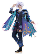 Genshin Impact Mitya Cosplay Costume with Thick Cape and Metal Accessories