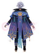 Genshin Impact Mitya Cosplay Costume with Thick Cape and Metal Accessories