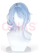 Perruque de cosplay Odette Genshin Impact, bleu moyen, avec chignon