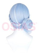 Perruque de cosplay Odette Genshin Impact, bleu moyen, avec chignon
