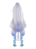 Honkai Star Rail Silver Wolf Cosplay Wig Long Grey Purple and Blue With Ponytail