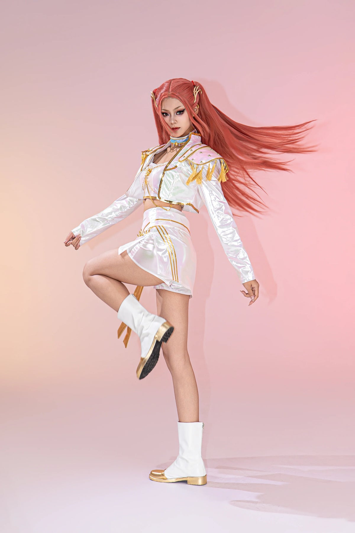 KPop Demon Hunters Mira Cosplay Costume White Stage With Dazzling Lase ...
