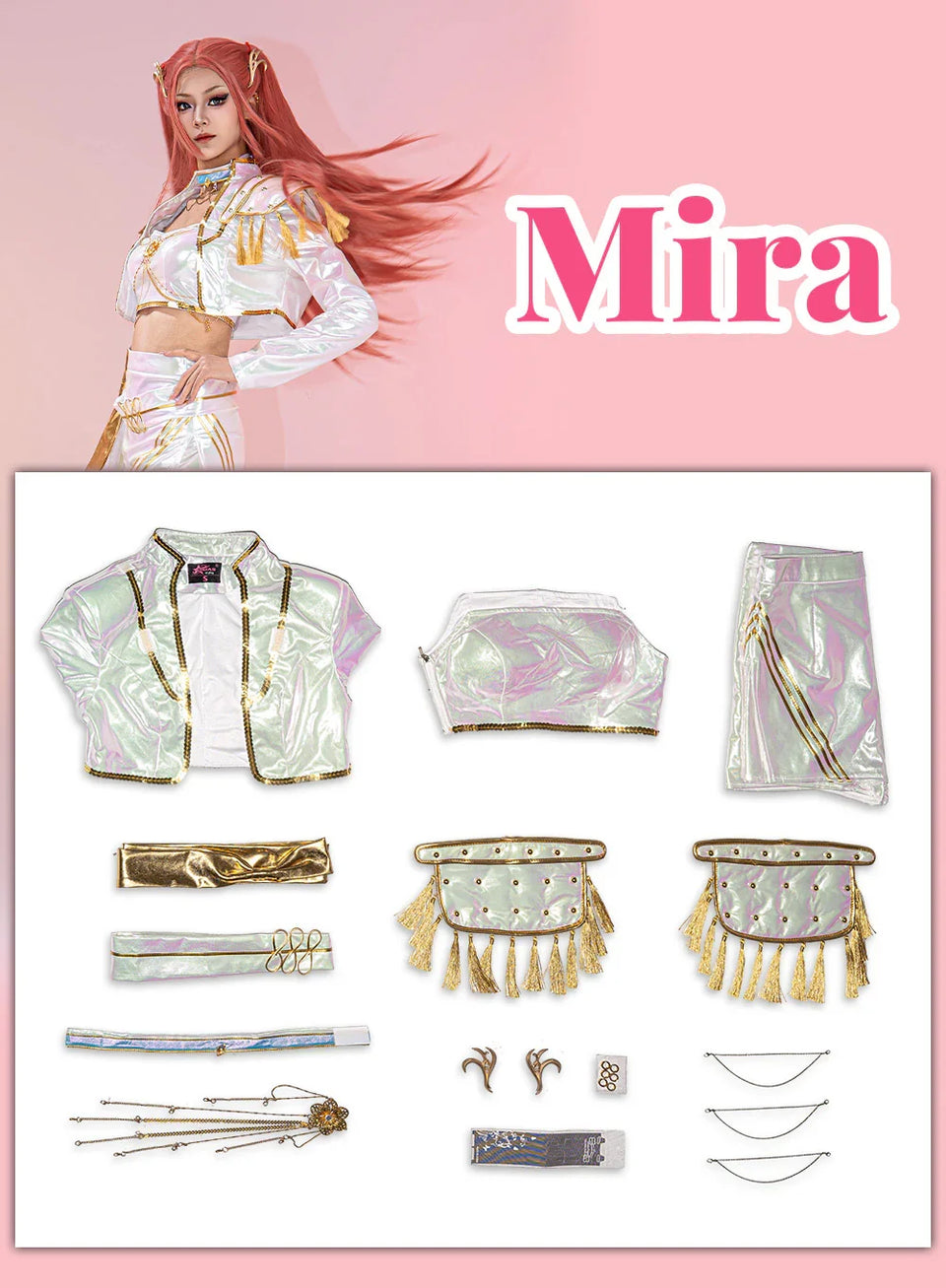 KPop Demon Hunters Mira Cosplay Costume White Stage With Dazzling Lase ...