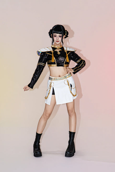 KPop Demon Hunters Zoey Cosplay Costume Golden Stage Outfit Black ...