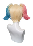OSIAS COSPLAY - Suicide Squad Harley Quinn Cosplay Wig Short Yellow Mixed With Pink and Blue With Pigtails Synthetic Heat Resistant Hair