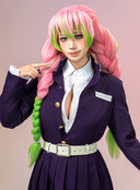 Demon Slayer Kanroji Mitsuri Cosplay Costume with Padded Shoulders and Embroidery