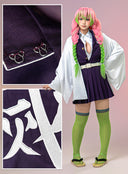 Demon Slayer Kanroji Mitsuri Cosplay Costume with Padded Shoulders and Embroidery