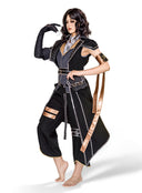Clair Obscur: Expedition 33 Lune Cosplay Costume With Silver Leather Trim Shimmering Gold