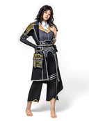 Clair Obscur: Expedition 33 Lune Cosplay Costume With Silver Leather Trim Shimmering Gold