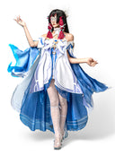 Genshin Impact Columbina Hyposelenia Cosplay Costume Blue With Flowing Dress Hem