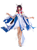 Genshin Impact Columbina Hyposelenia Cosplay Kostüm Blau Mit Fließendem Kleidersaum