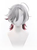 Genshin Impact Illuga Cosplay Wig Short Grey and Red