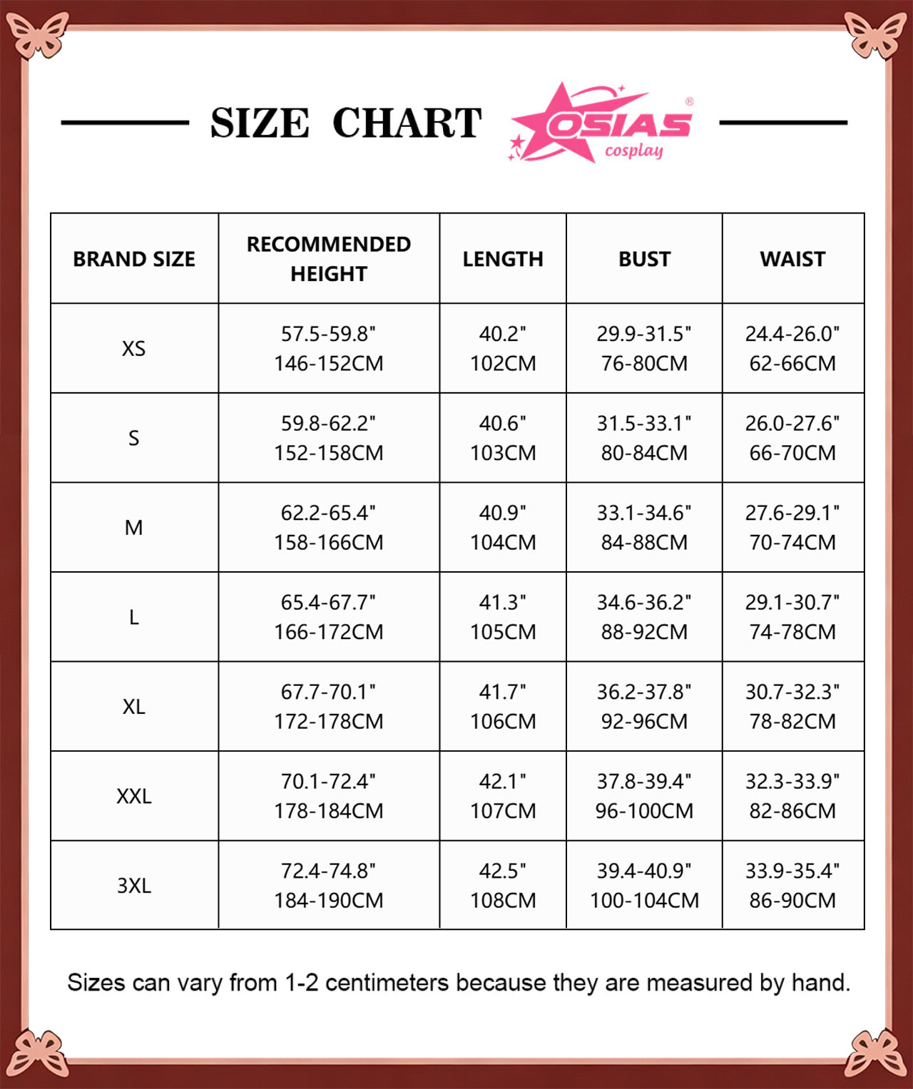 red dress boutique size chart Size Chart  Standards-BoutiqueLLC
