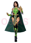 MR Loki Cosplay Costume Women Slim Fit Faux Leather with Gold Details