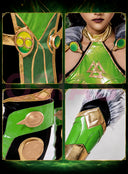 MR Loki Cosplay Costume Women Slim Fit Faux Leather with Gold Details