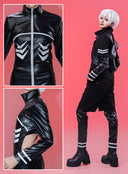 OSIAS Men's Black Slim-Fit Cosplay Costume – Leather Jumpsuit