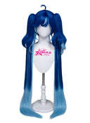 Wuthering Waves Iuno Cosplay Wig Long Dark Blue and Light Blue With Pigtails