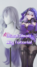 Honkai Star Black Swan Cosplay Perücke, langes hellviolettes und dunkelviolettes Haar