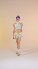 KPop Demon Hunters Rumi Cosplay Costume White Stage With Dazzling Laser Design