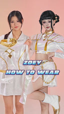 KPop Demon Hunters Zoey Cosplay Costume White Stage With Dazzling Laser Design
