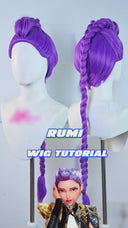 KPop Demon Hunters Rumi Cosplay Wig With Long Purple Braid